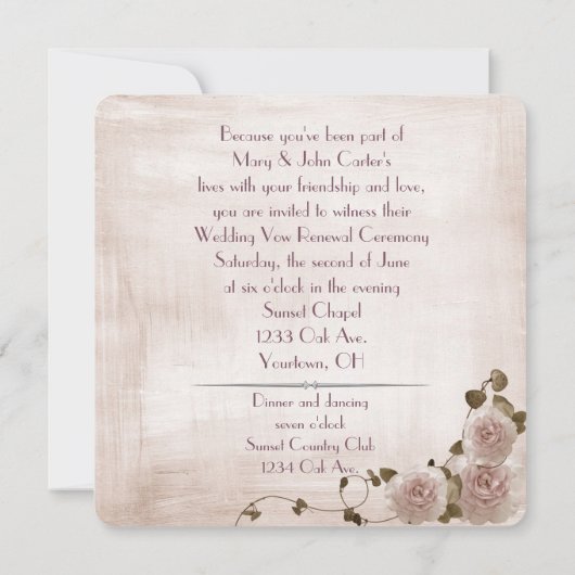 Wedding Vow Renewal Story Book Kaart (Achterkant)