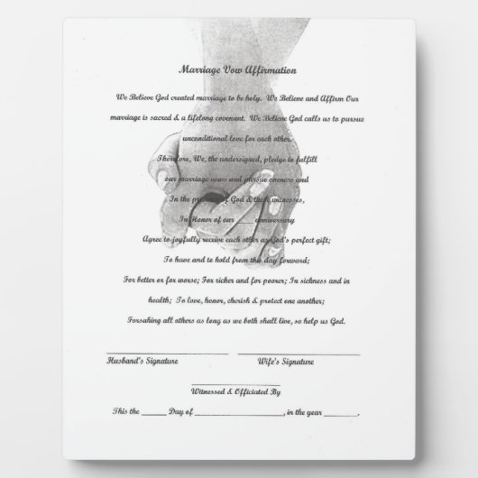 Wedding Vow Renewal Tabletop Plaque met Easel Fotoplaat (Voorkant)