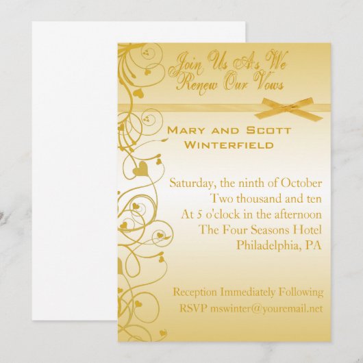 Wedding Vow Renewal Uitnodigingen (Voorkant / Achterkant)