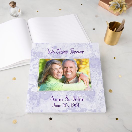 Wedding Vow Renewal With Pearl Frame Gastenboek (Voorkant open)