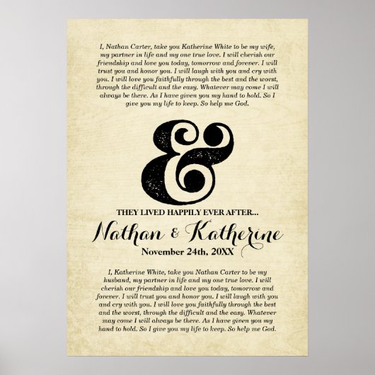 Wedding Vows Black Ampersand, gelukkig altijd na Poster (Voorkant)