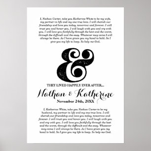 Wedding Vows Black Ampersand, gelukkig altijd na Poster