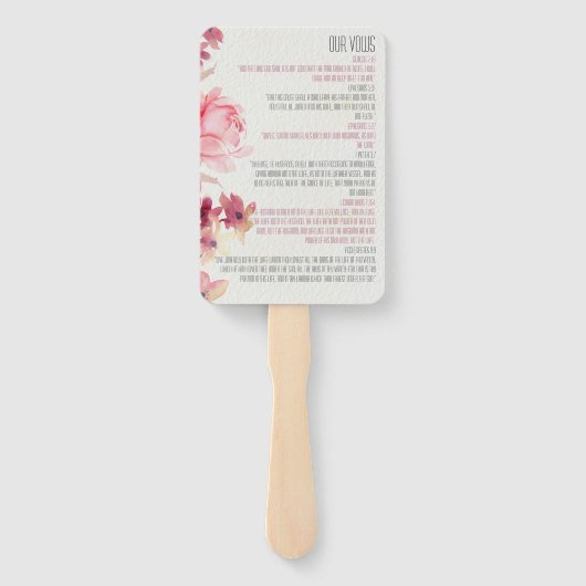 Wedding Vows | Blush Pink Floral Handwaaier (Achterkant)