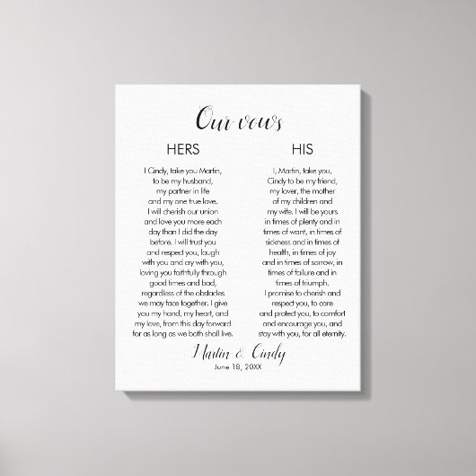 Wedding Vows Canvas Afdruk (Voorkant)