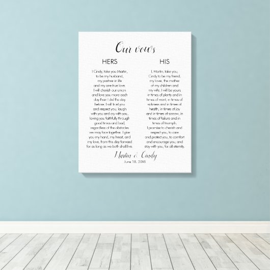 Wedding Vows Canvas Afdruk (Insitu (Houten vloer))
