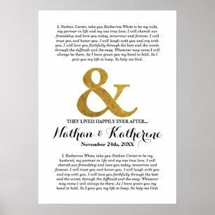 Wedding Vows Gold Ampersand , gelukkig altijd na Poster