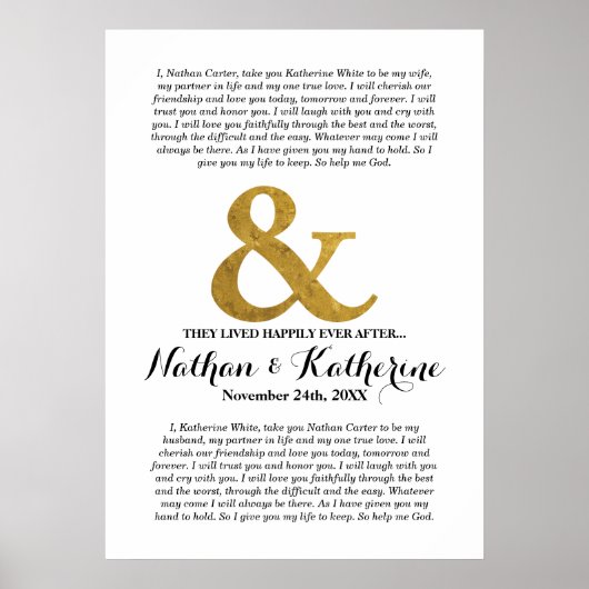 Wedding Vows Gold Ampersand , gelukkig altijd na Poster (Voorkant)