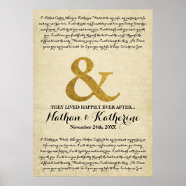 Wedding Vows Gold Ampersand , gelukkig altijd na Poster