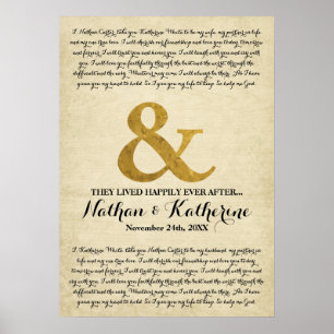 Wedding Vows Gold Ampersand , gelukkig altijd na Poster