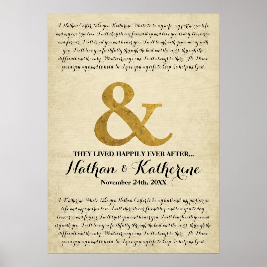 Wedding Vows Gold Ampersand , gelukkig altijd na Poster (Voorkant)