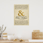 Wedding Vows Gold Ampersand , gelukkig altijd na Poster (Keuken)