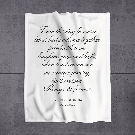 Wedding Vows persoonlijke Passen getrouwd voor kal Fleece Deken