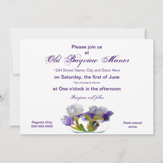 Wedding Vows Renewal Uitnodigingen - Paarse Iris (Achterkant)