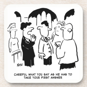 Wedding Vows Vicar en Beste Man. Grappige grap op  Bier Onderzetter