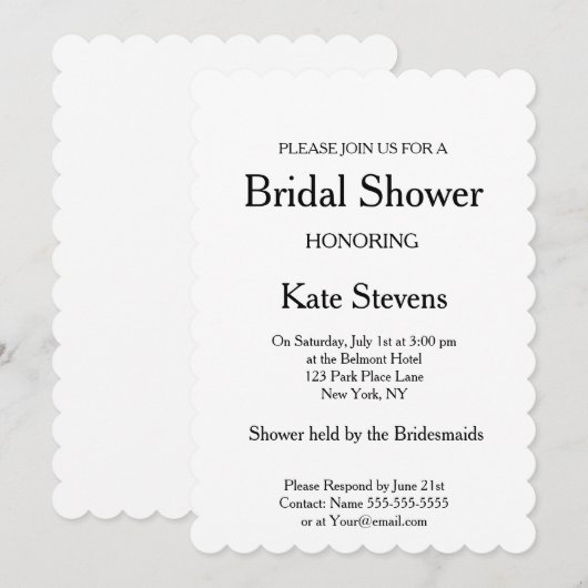 Wedding Vrijgezellenfeest Plain Invitation Kaart (Voorkant / Achterkant)