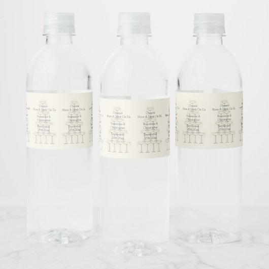 Wedding Water Bottle Label Champagne Glasses Waterfles Etiket (Flessen)