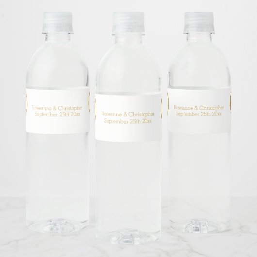 Wedding Water Bottle Label Gouden Harten Waterfles Etiket (Flessen)