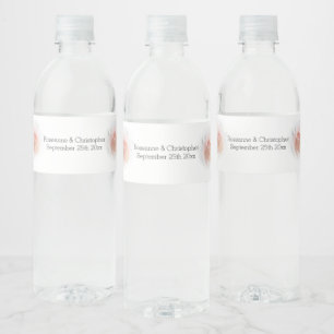 Wedding Water Bottle Label Peach Roze Rosebud Waterfles Etiket