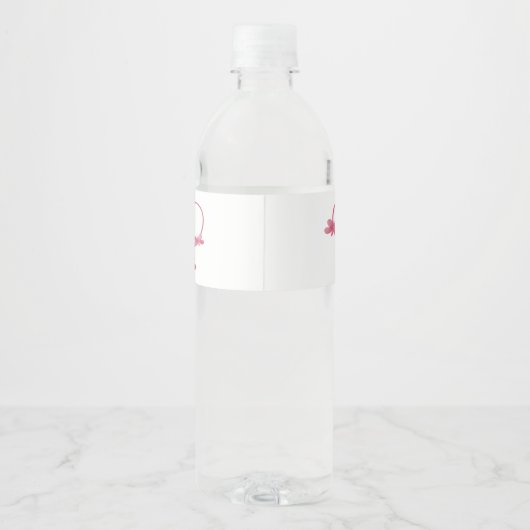 Wedding Water Bottle Label Roze Hart Vlinders Waterfles Etiket (Achterkant)