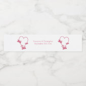Wedding Water Bottle Label Roze Hart Vlinders Waterfles Etiket (Enkel label)