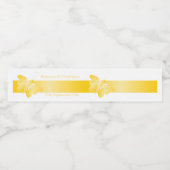 Wedding Water Fles Label Yellow Butterfly Waterfles Etiket (Enkel label)