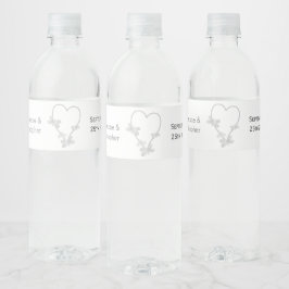 Wedding Water Fles Label Zilveren Hart Vlinder Waterfles Etiket