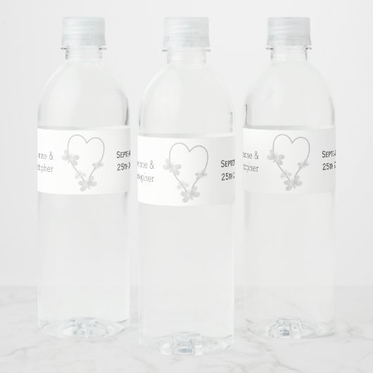 Wedding Water Fles Label Zilveren Hart Vlinder Waterfles Etiket (Flessen)