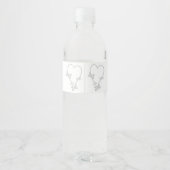 Wedding Water Fles Label Zilveren Hart Vlinder Waterfles Etiket (Achterkant)