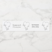 Wedding Water Fles Label Zilveren Hart Vlinder Waterfles Etiket (Enkel label)