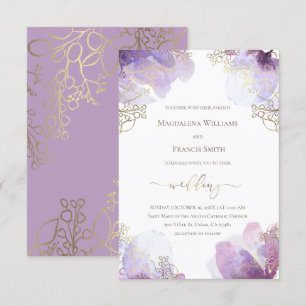 Wedding waterverf Bloemen en Faux folie Details Kaart