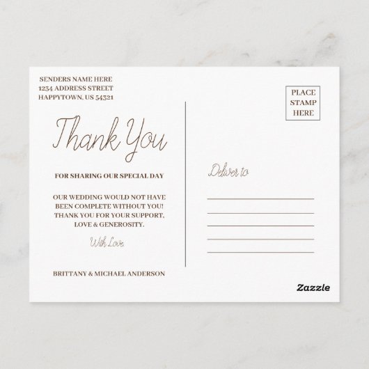 Wedding Waterverf boslandschap dank u Briefkaart (Achterkant)