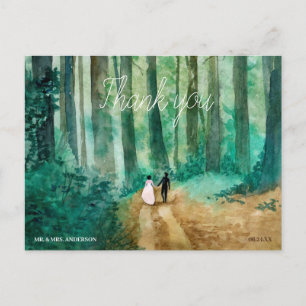 Wedding Waterverf boslandschap dank u Briefkaart