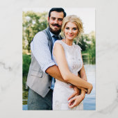 Wedding Waterverf Greenery Foto Gold Folie Uitnodiging (Achterkant)