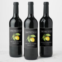 Wedding Waterverf Lemon Limoncello Bottle Label