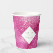 Wedding Waterverf Names Fuchsia ID954 Papieren Bekers (Achterkant)