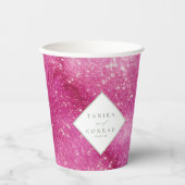 Wedding Waterverf Names Fuchsia ID954 Papieren Bekers (Voorkant)