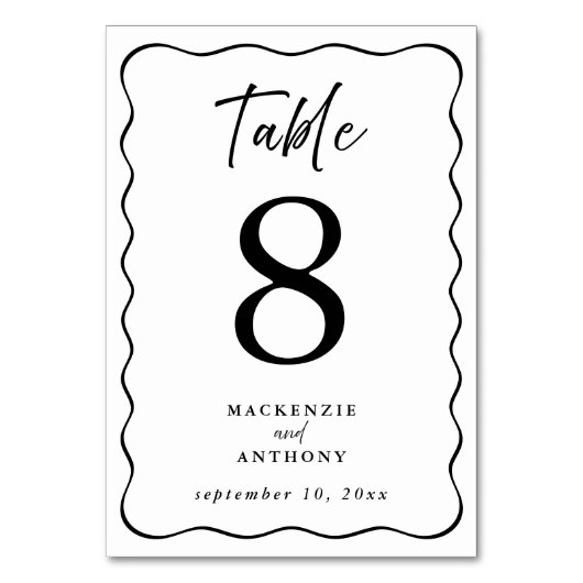 Wedding Wavy Lijst Handgeschreven Script Zwart Kaart (Voorkant)