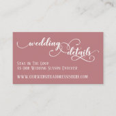 Wedding Website Details Script Dark Dusty Roos Informatiekaartje (Voorkant)