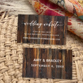 Wedding Website Details, Script & Rustic Wood Informatiekaartje