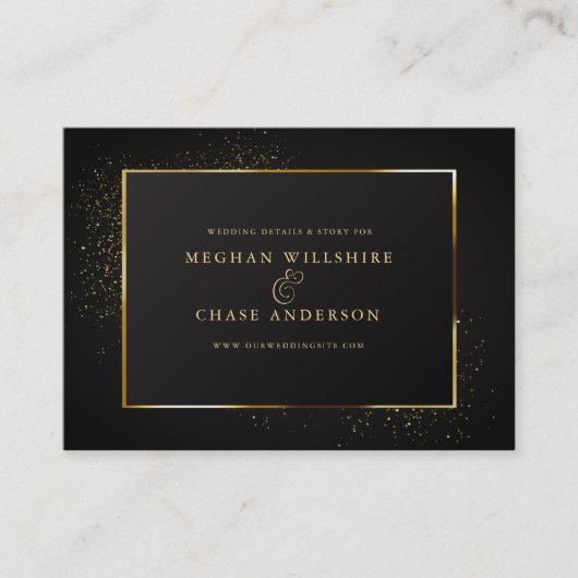 WEDDING WEBSITE | Elegant Black en Gold Glitter Visitekaartje (Voorkant)