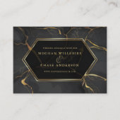 WEDDING WEBSITE | Elegant Black en Gold Marble Visitekaartje (Voorkant)