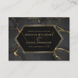 WEDDING WEBSITE | Elegant Black en Gold Marble Visitekaartje