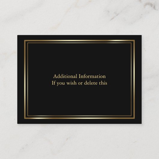 WEDDING WEBSITE | Elegant Black en Gold Marble Visitekaartje (Achterkant)