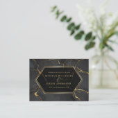 WEDDING WEBSITE | Elegant Black en Gold Marble Visitekaartje (Staand voorkant)