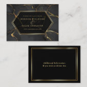 WEDDING WEBSITE | Elegant Black en Gold Marble Visitekaartje (Voorkant / Achterkant)