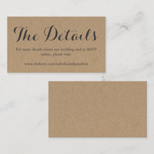 Wedding Website Enclosure Kaart | Rustic Kraft (Voorkant / Achterkant)