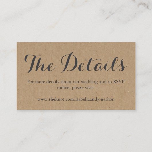 Wedding Website Enclosure Kaart | Rustic Kraft (Voorkant)
