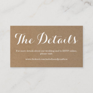 Wedding Website Enclosure Kaart Rustic Kraft