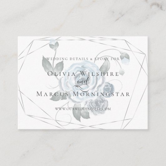 Wedding Website Kaart | Dusty Blue Floral (Voorkant)