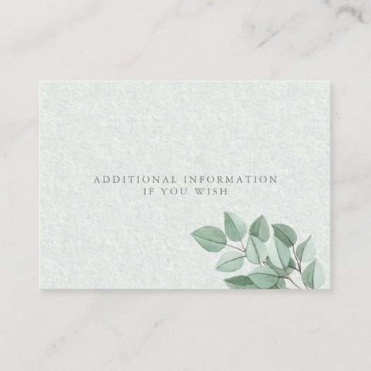 Wedding Website Kaart | Elegant Waterverf Eucalypt (Achterkant)